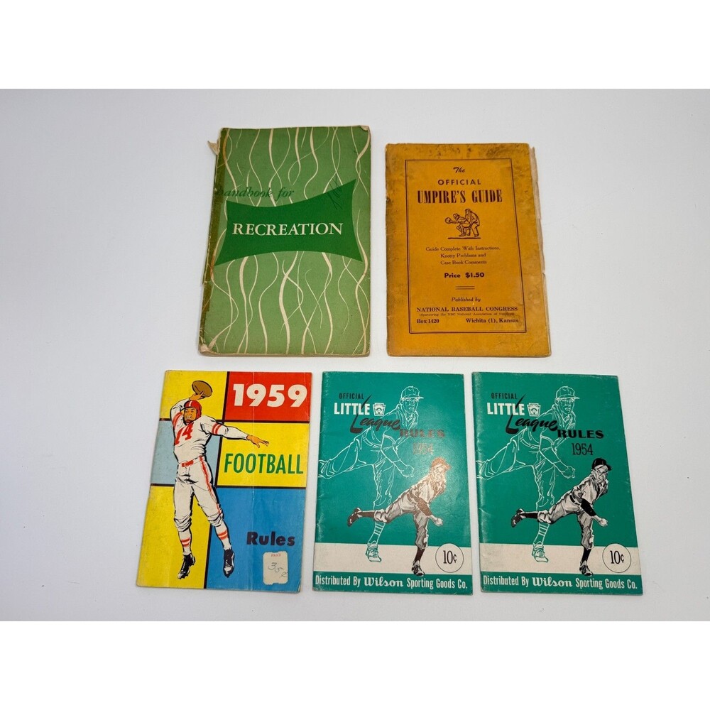 5 Vintage Sports Rule Books 1954 Little League Baseball 1959 Football Umpire